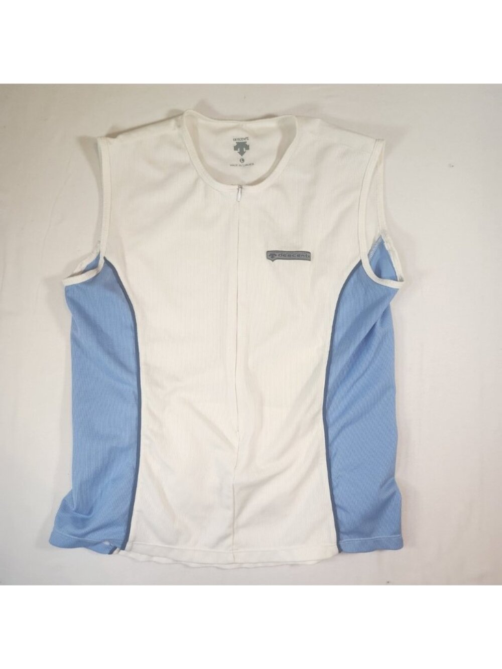 Descente Sleeveless Cycling Jersey White Blue Zip Pocket Size L Canada